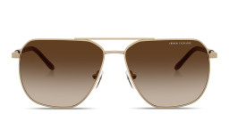 Shop Armani Exchange A|X Logo Pilot Sunglasses in Pale Gold/Brown Gradient online.