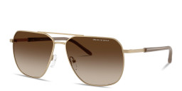 Shop Armani Exchange A|X Logo Pilot Sunglasses in Pale Gold online.
