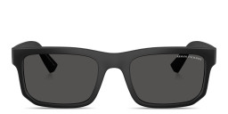Shop Armani Exchange A|X Logo Square Sunglasses in Matte Black online.