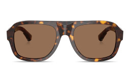 Shop BURBERRY Logo Signature Pilot Sunglasses in Havana online.