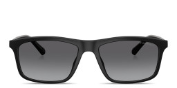 Shop Emporio Armani Eagle Logo Pillow Sunglasses in Matte Black online.