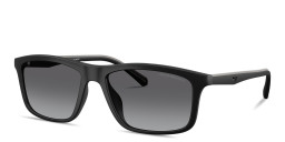 Shop Emporio Armani Eagle Logo Pillow Sunglasses in Matte Black online.