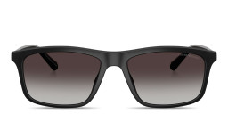 Shop Emporio Armani Eagle Logo Pillow Sunglasses in Matte Black online.