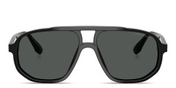 Shop Emporio Armani Logo Print Pilot Sunglasses in Shiny Black online.