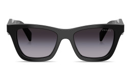 Shop PRADA Logo Signature Butterfly Sunglasses in Black online.
