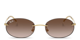 Shop Ray-Ban Logo Signature Unisex Rimless Oval Sunglasses in Arista Gold/Gradient Brown online.