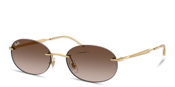 Shop Ray-Ban Logo Signature Unisex Rimless Oval Sunglasses in Arista Gold online.