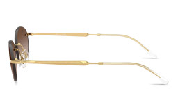 Shop Ray-Ban Logo Signature Unisex Rimless Oval Sunglasses in Arista Gold online.