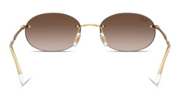 Shop Ray-Ban Logo Signature Unisex Rimless Oval Sunglasses in Arista Gold online.