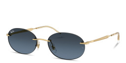 Shop Ray-Ban Logo Signature Unisex Rimless Oval Sunglasses in Arista Gold online.