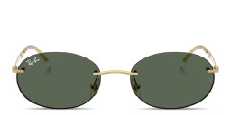 Shop Ray-Ban Logo Signature Unisex Rimless Oval Sunglasses in Arista Gold online.