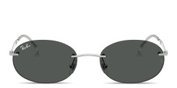 Shop Ray-Ban Logo Signature Unisex Rimless Oval Sunglasses in Silver online.