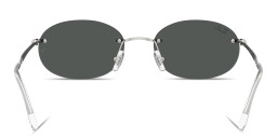 Shop Ray-Ban Logo Signature Unisex Rimless Oval Sunglasses in Silver online.