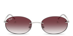 Shop Ray-Ban Logo Signature Unisex Rimless Oval Sunglasses in Silver online.
