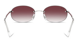 Shop Ray-Ban Logo Signature Unisex Rimless Oval Sunglasses in Silver online.