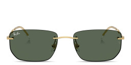 Shop Ray-Ban Logo Signature Unisex Rimless Irregular Sunglasses in Arista Gold online.