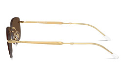 Shop Ray-Ban Logo Signature Unisex Rimless Irregular Sunglasses in Arista Gold online.