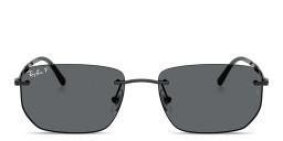 Shop Ray-Ban Logo Signature Unisex Rimless Irregular Sunglasses in Black online.