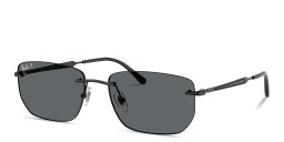 Shop Ray-Ban Logo Signature Unisex Rimless Irregular Sunglasses in Black online.