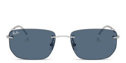 Shop Ray-Ban Logo Signature Unisex Rimless Irregular Sunglasses in Silver online.