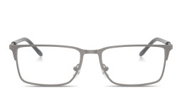 Shop Armani Exchange A|X Logo Wide Rectangle Eyeglasses in Gunmetal online.