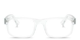 Shop Armani Exchange A|X Logo Rectangle Eyeglasses in Clear online.