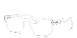 Shop Armani Exchange A|X Logo Rectangle Eyeglasses in Clear online.