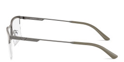 Shop Emporio Armani Eagle Logo Half-Rim Wide Rectangle Eyeglasses in Matte Grey online.