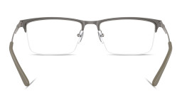 Shop Emporio Armani Eagle Logo Half-Rim Wide Rectangle Eyeglasses in Matte Grey online.