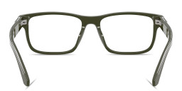 Shop Emporio Armani Logo Signature Rectangle Eyeglasses in Green online.