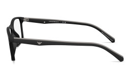 Shop Emporio Armani Eagle Logo Wide Pillow Eyeglasses in Matte Black online.