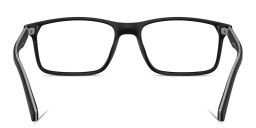 Shop Emporio Armani Eagle Logo Wide Pillow Eyeglasses in Matte Black online.