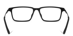 Shop Emporio Armani Eagle Logo Rectangle Eyeglasses in Black online.