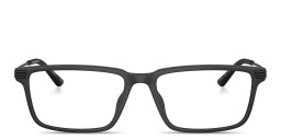 Shop Emporio Armani Eagle Logo Wide Rectangle Eyeglasses in Matte Black online.
