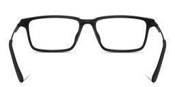 Shop Emporio Armani Eagle Logo Wide Rectangle Eyeglasses in Matte Black online.