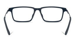 Shop Emporio Armani Eagle Logo Wide Rectangle Eyeglasses in Matte Blue online.