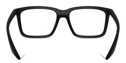 Shop Prada Linea Rossa Logo Signature Wide Rectangle Eyeglasses in Rubber Black online.