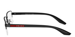 Shop Prada Linea Rossa Logo Signature Half-Rim Wide Pillow Eyeglasses in Matte Black online.