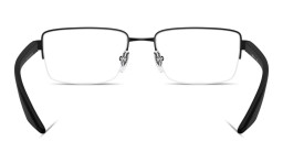 Shop Prada Linea Rossa Logo Signature Half-Rim Wide Pillow Eyeglasses in Matte Black online.
