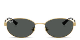 Shop Ray-Ban Engraved Logo Unisex Oval Sunglasses in Arista Gold online.