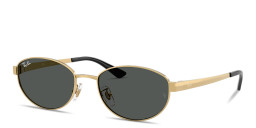 Shop Ray-Ban Engraved Logo Unisex Oval Sunglasses in Arista Gold online.