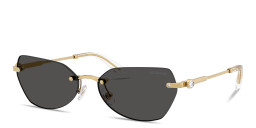 Shop Swarovski Crystal-Embellished Rimless Irregular Sunglasses in Gold online.