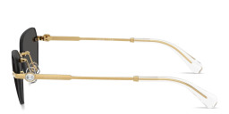 Shop Swarovski Crystal-Embellished Rimless Irregular Sunglasses in Gold online.
