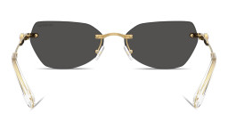 Shop Swarovski Crystal-Embellished Rimless Irregular Sunglasses in Gold online.