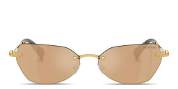 Shop Swarovski Crystal-Embellished Rimless Irregular Sunglasses in Gold online.
