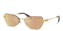 Shop Swarovski Crystal-Embellished Rimless Irregular Sunglasses in Gold online.