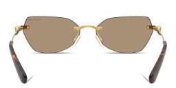 Shop Swarovski Crystal-Embellished Rimless Irregular Sunglasses in Gold online.