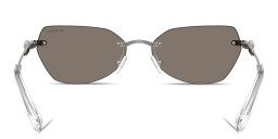 Shop Swarovski Crystal-Embellished Rimless Irregular Sunglasses in Gunmetal online.