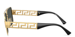 Shop VERSACE Greca Rectangle Sunglasses in Gold online.