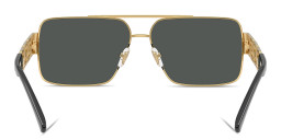 Shop VERSACE Greca Rectangle Sunglasses in Gold online.
